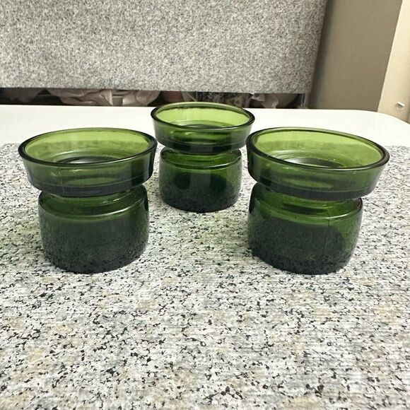 Dansk Designs Votive Candle Holder 3 Pc Rare avocado green Vintage Denmark - Picture 1 of 6